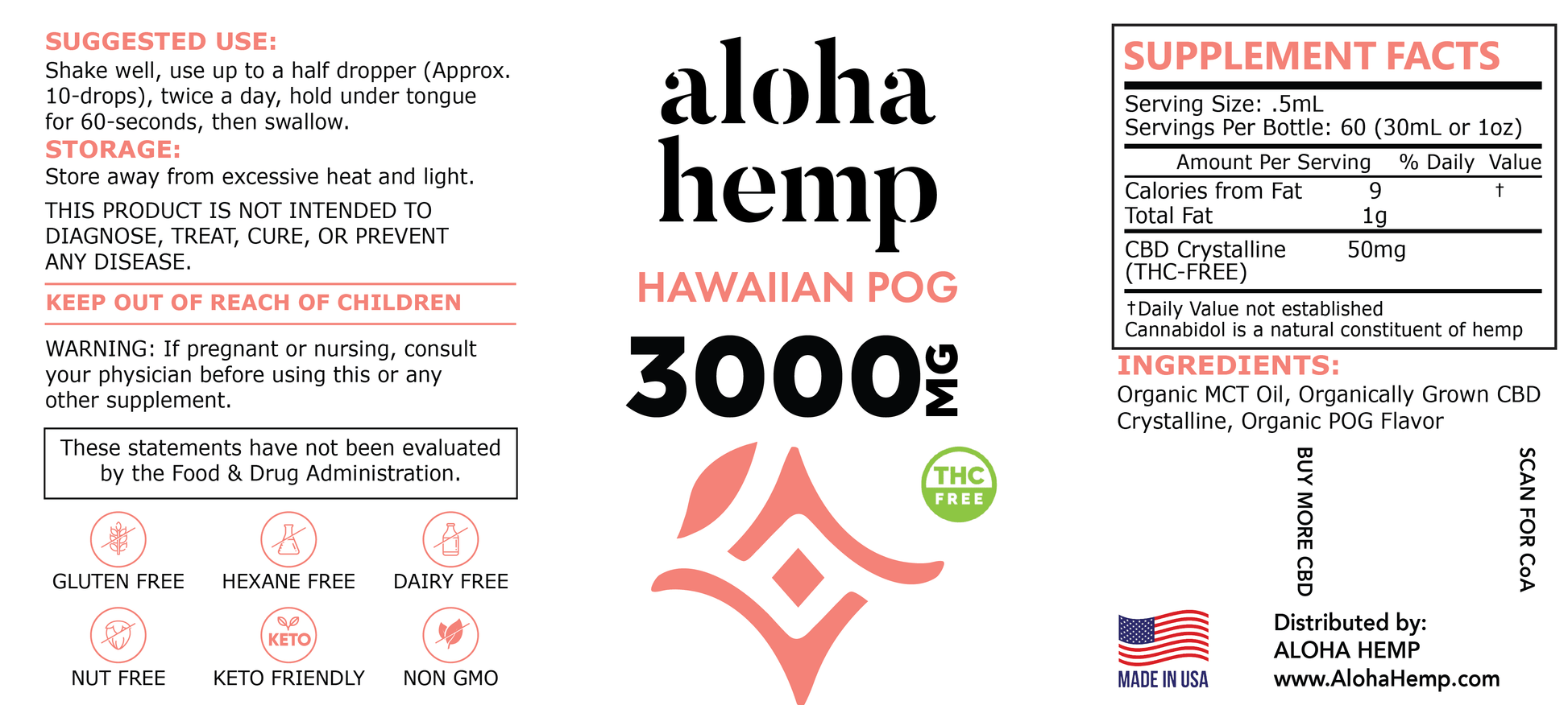 Hawaiian POG 3000 (THC-Free) - AlohaHemp